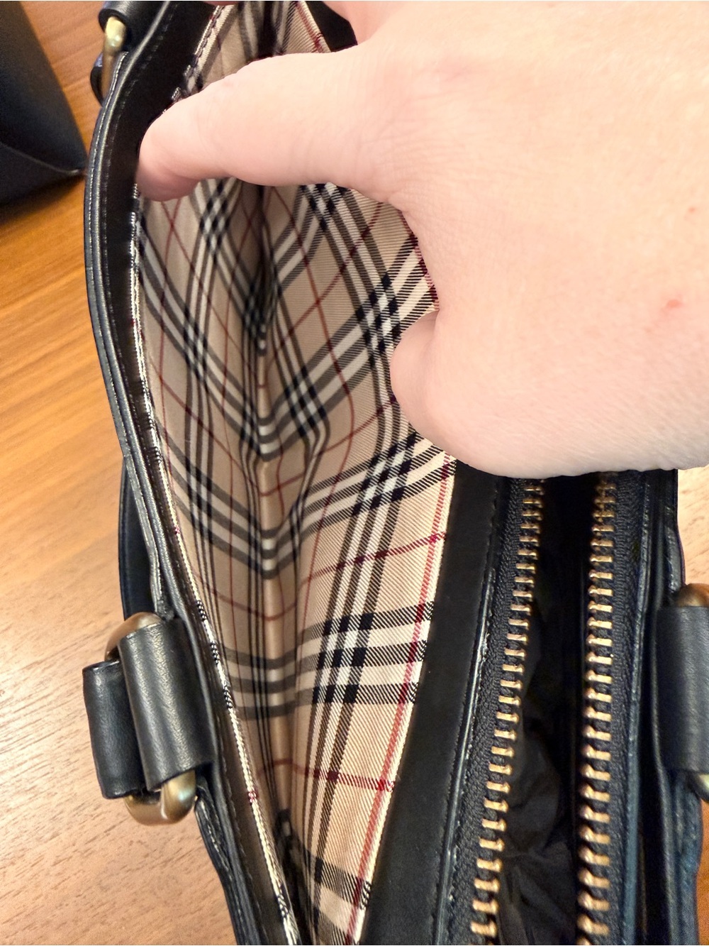 Burberry Black Leather Nova Check Tote Bag - Picture 12 of 13
